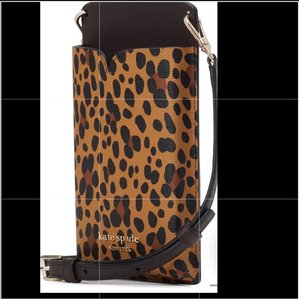 KATE SPADE Spencer leopard print faux leather crossbody pouch